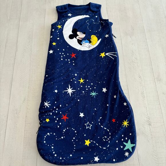 Little Sleepies Mickey Mouse Moon Blue Sleepsack 0-6 Months Winter Weight VGUC - Picture 1 of 6